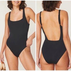 NWT Andie The Rye One Piece M Black Square Neckline Swimsuit Open Back